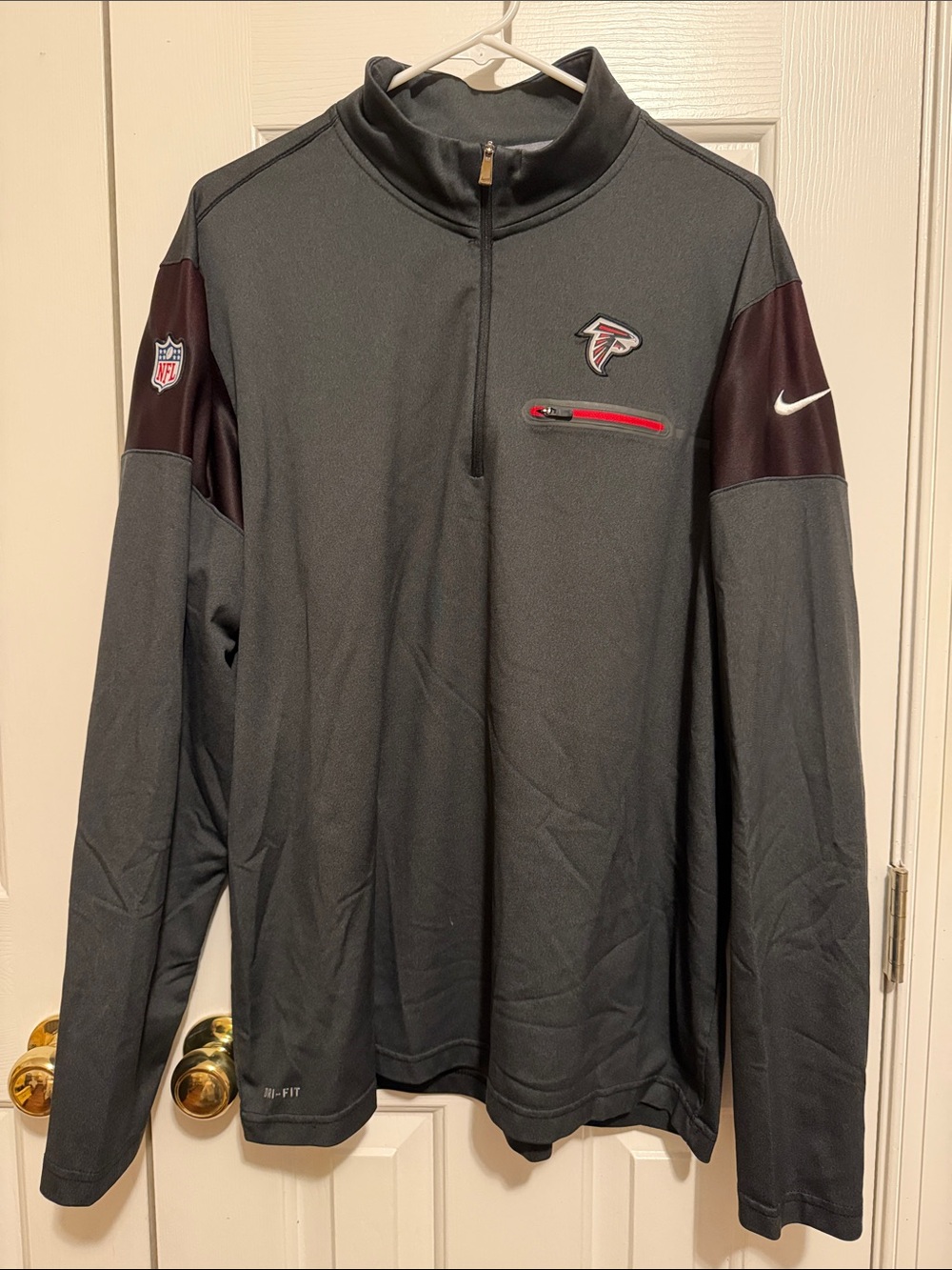 Nike Men's Gray and Maroon Atlanta Falcons Half-Zip Performance Top